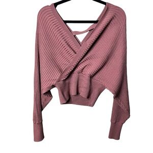 Windsor Mauve Ribbed Knit Surplice Top size medium